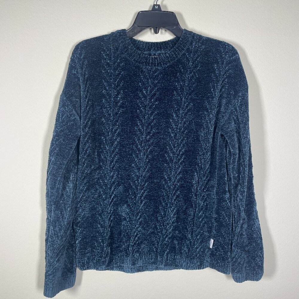 Orvis Women's Velvet Smokey Blue Knit Sweater Pullover S Cozy Casual